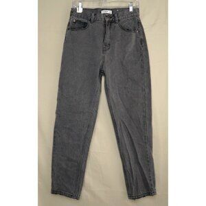 Pull & Bear High Waist Mom Jeans Gray Denim Cotton Straight Leg Women's Size 6